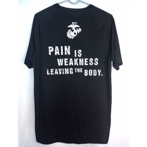 Marines Tshirt Mens Large Black with Graphic Print-USA